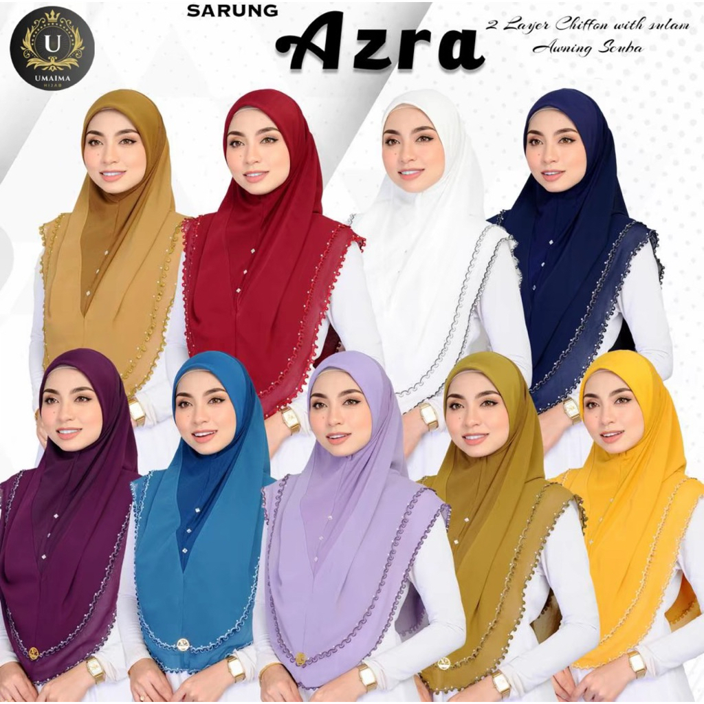 SARUNG AZRA 2 LAYER CHIFFON WITH SULAM AWNING SCUBA HIJAB | Shopee Malaysia