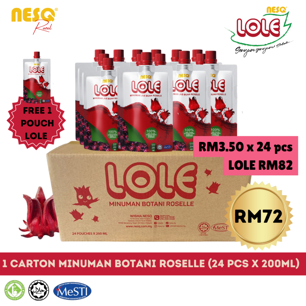 [1 CARTON ] NESQ 24 POUCH MINUMAN BOTANI ROZEL (200ml) - RASA BUAH ...