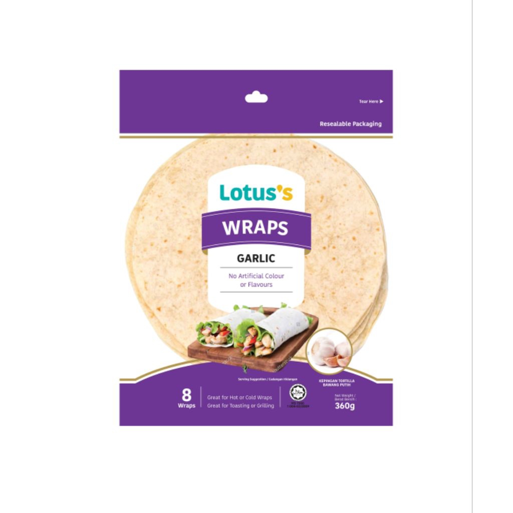 LOTUS Halal ☑️ Roti Wraps Garlic Flavour 8s | Shopee Malaysia