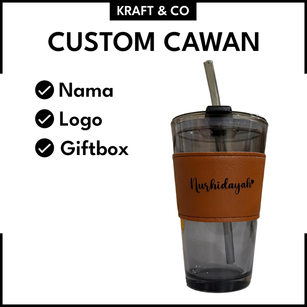 Custom Glass Cup Cawan Kaca Doorgift Hadiah Cenderamata Nama Design ...
