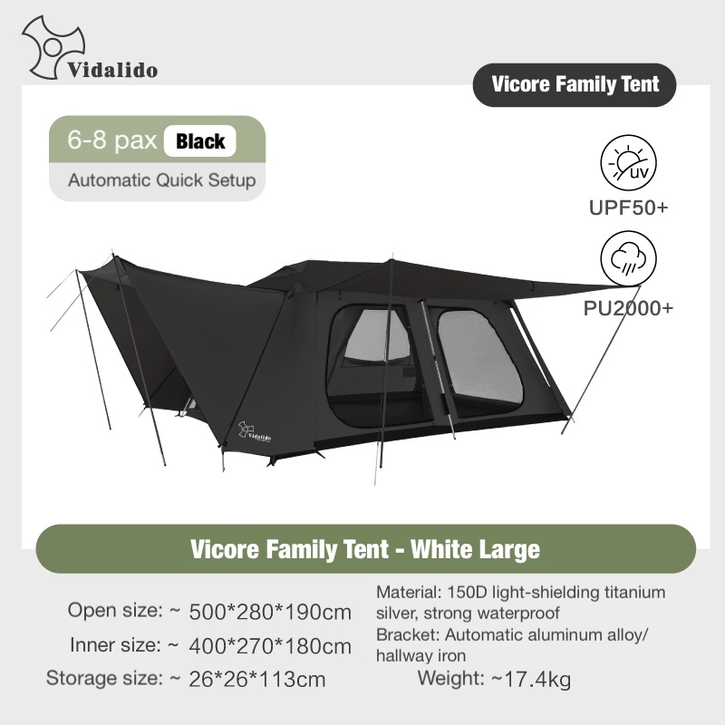 VIDALIDO Vicore Auto Tent Luxury Large Villa 2-Bedroom 4 / 8