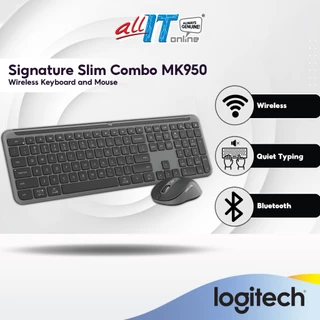 Logitech Signature Slim Wireless Mouse and Keyboard Combo MK950 | Quiet Typing | Bluetooth | Secure Receiver | Office