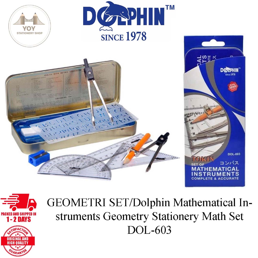 GEOMETRI SET/Dolphin Mathematical Instruments Geometry Stationery Math ...