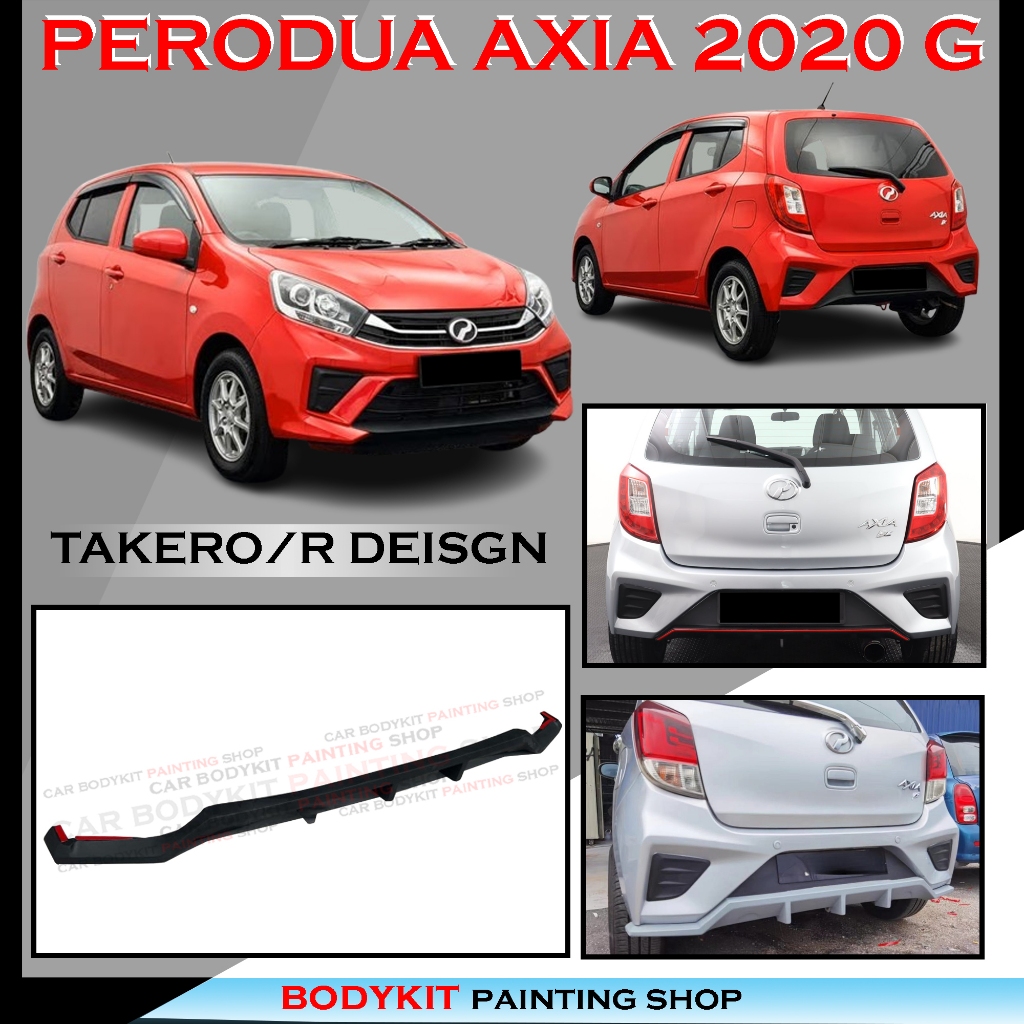 PERODUA AXIA 2020 TAKERO/R DESIGN STYLE REAR DIFFUSER REAR BUMPER LIP ...
