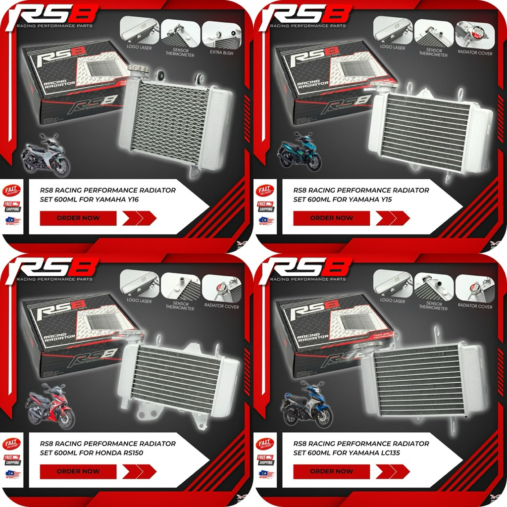 RS8 RS150 Y15 Y16 LC135 600ML BIG CAPACITY RACING SPEC. RADIATOR ASSY ...