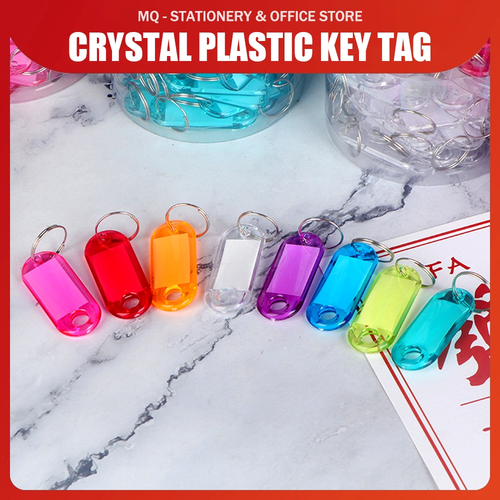 Colour Plastic Keychain Label Key Tag With Ring ID Name Room Address ...
