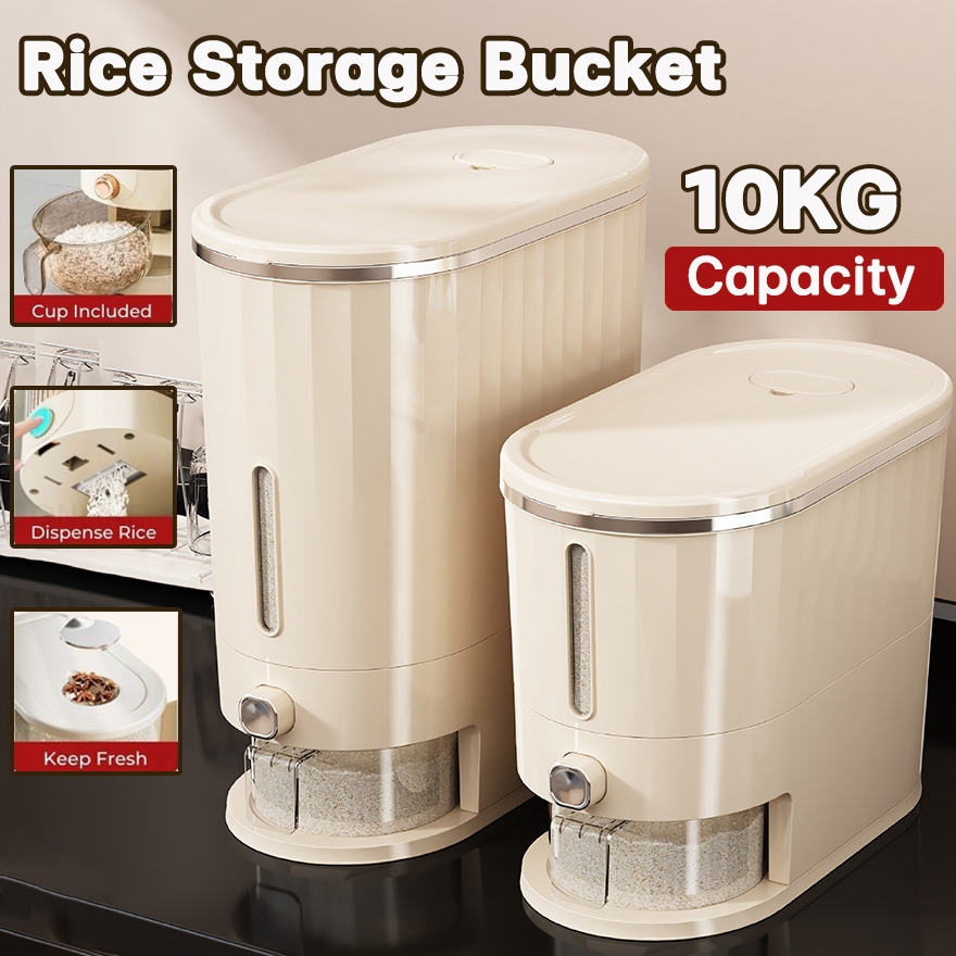 10KG Rice Dispenser Rice Storage Bucket Insect Moisture Proof Cereal ...