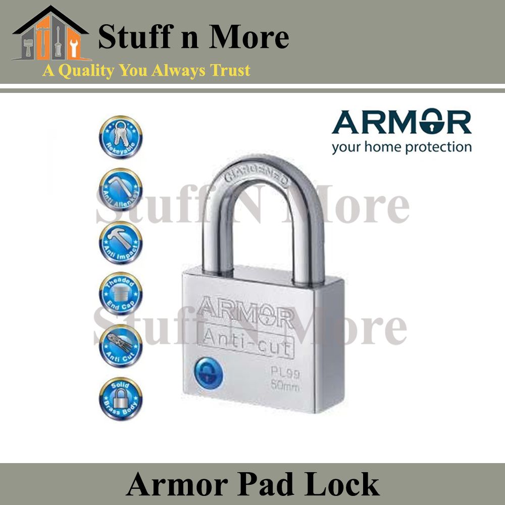 ARMOR Padlock(50mm) HEAVY DUTY ANTI CUT APL-99 Samekey (KEY ALIKE ...
