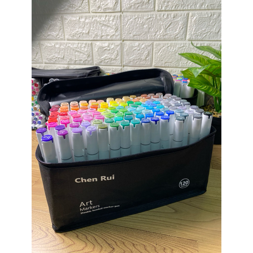 CHEN RUI Alcohol Marker 48/60/80/120pcs COLORS Dual Tip Art Markers ...