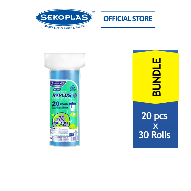 [Bundle Deal] Sekoplas RePLUS Mini Roll Garbage Bag - L (20 Pcs x 30 ...