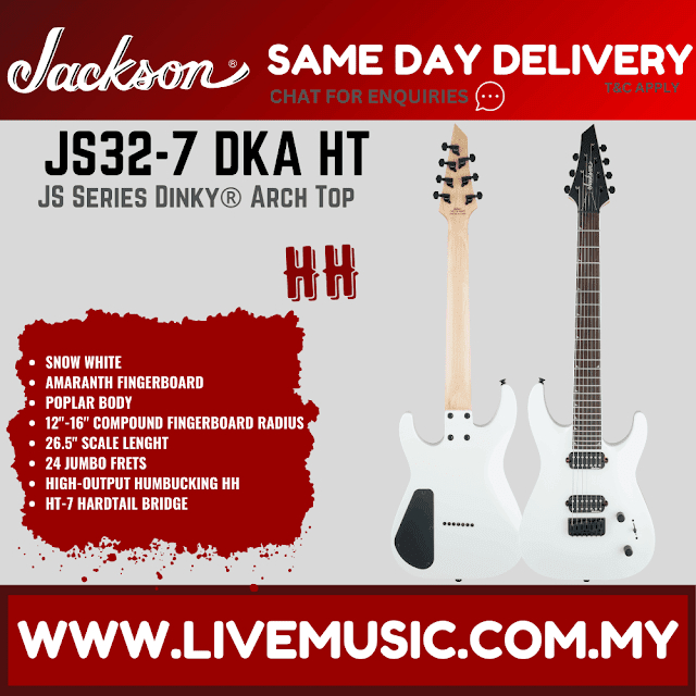 Jackson Dinky JS32-7 DKA Electric Guitar, Amaranth FB, Snow White ...