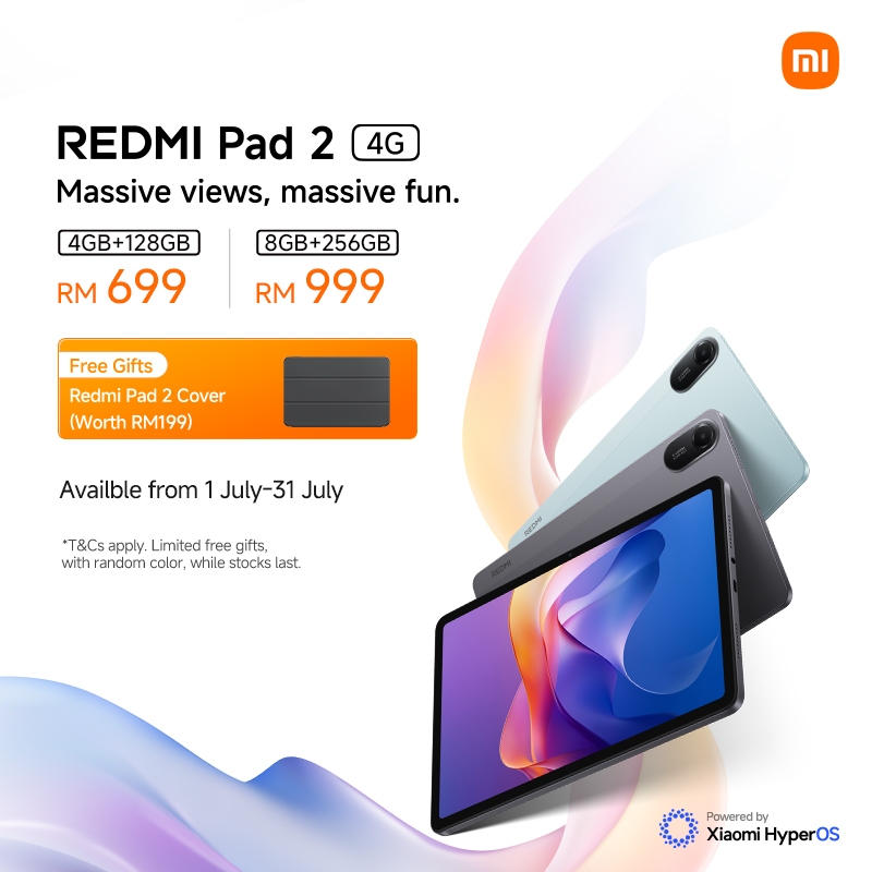 Xiaomi Redmi Pad 2 Tablet - 11 Zoll Display, 8GB RAM, 256GB ROM, 4G