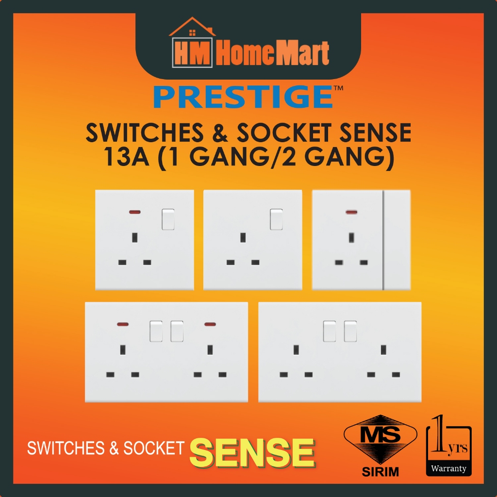 PRESTIGE SWITCHES & SOCKET SENSE 1 GANG / 2 GANG 13A ( 1 YEAR WARRANTY ...
