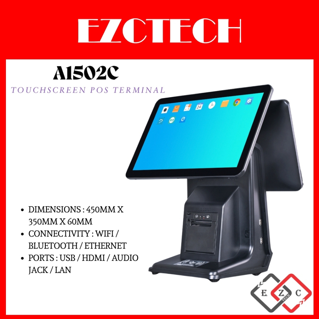 EZCTECH FLAGSHIP A1502C ANDROID 11 8+64GB DUALSCREEN POS TERMINAL ...