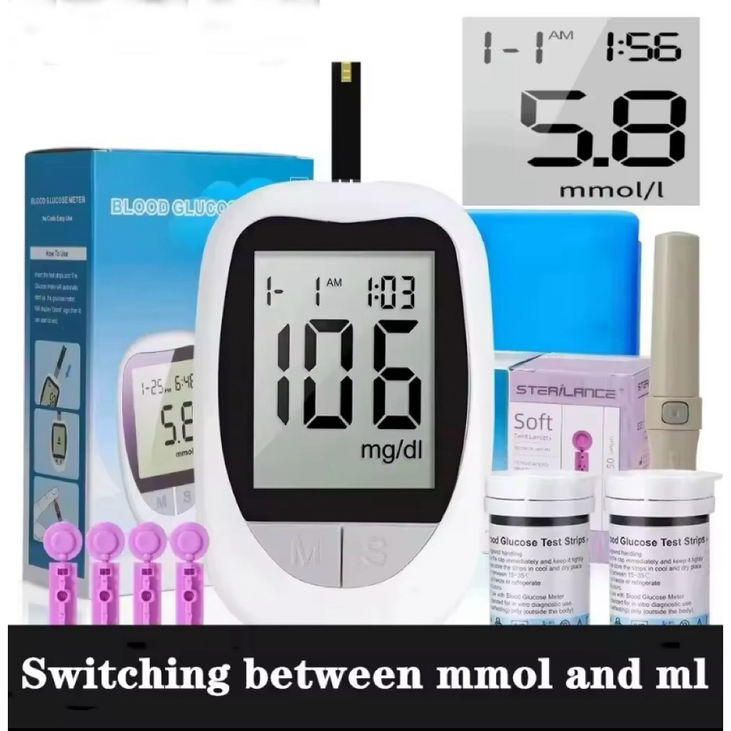 KH Blood Glucose Meter Glucometer Kit Code Free + 50 Strips + 50 ...