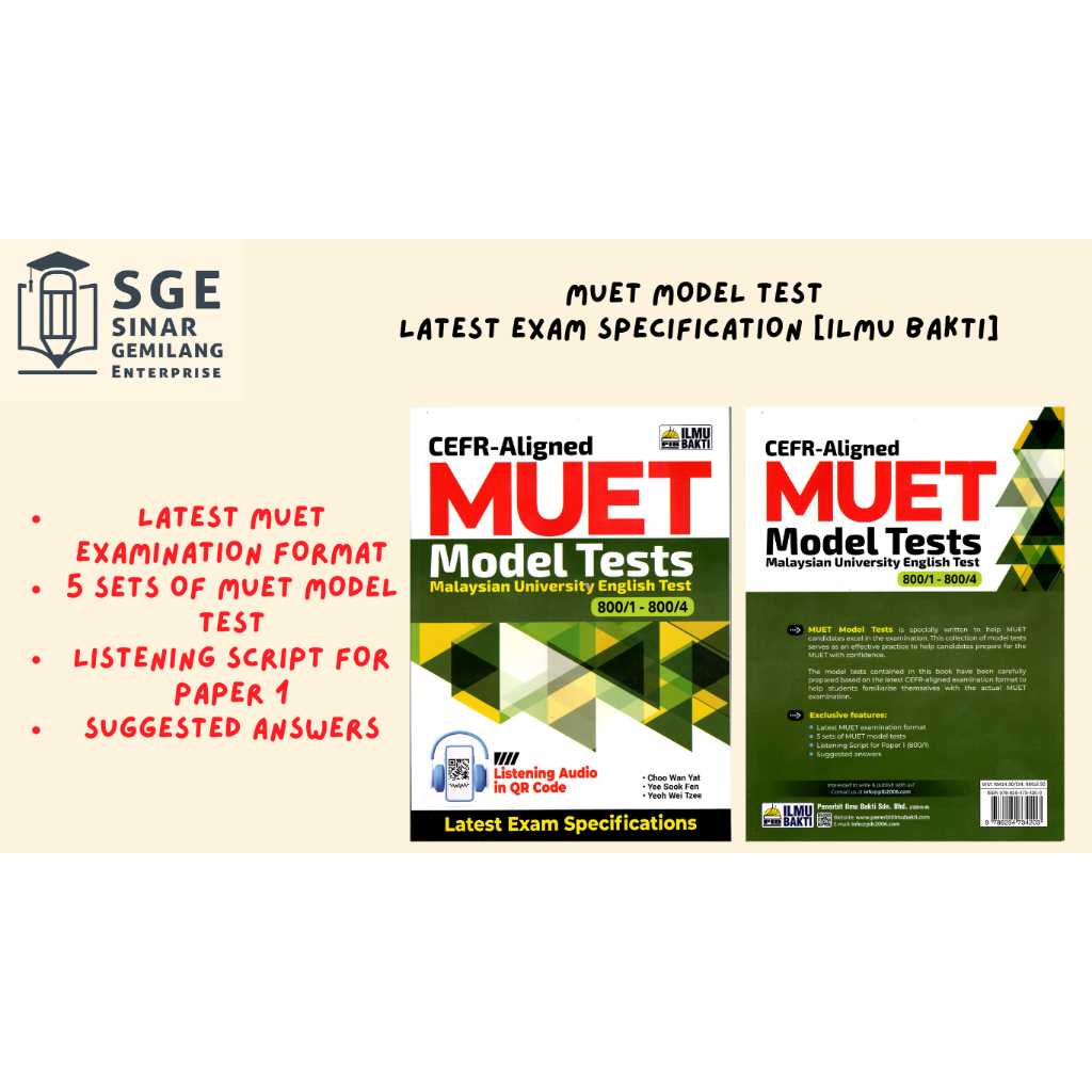 {SGE} MUET MODEL TESTS LATEST EXAM SPECIFICATION [ILMU BAKTI] | Shopee ...