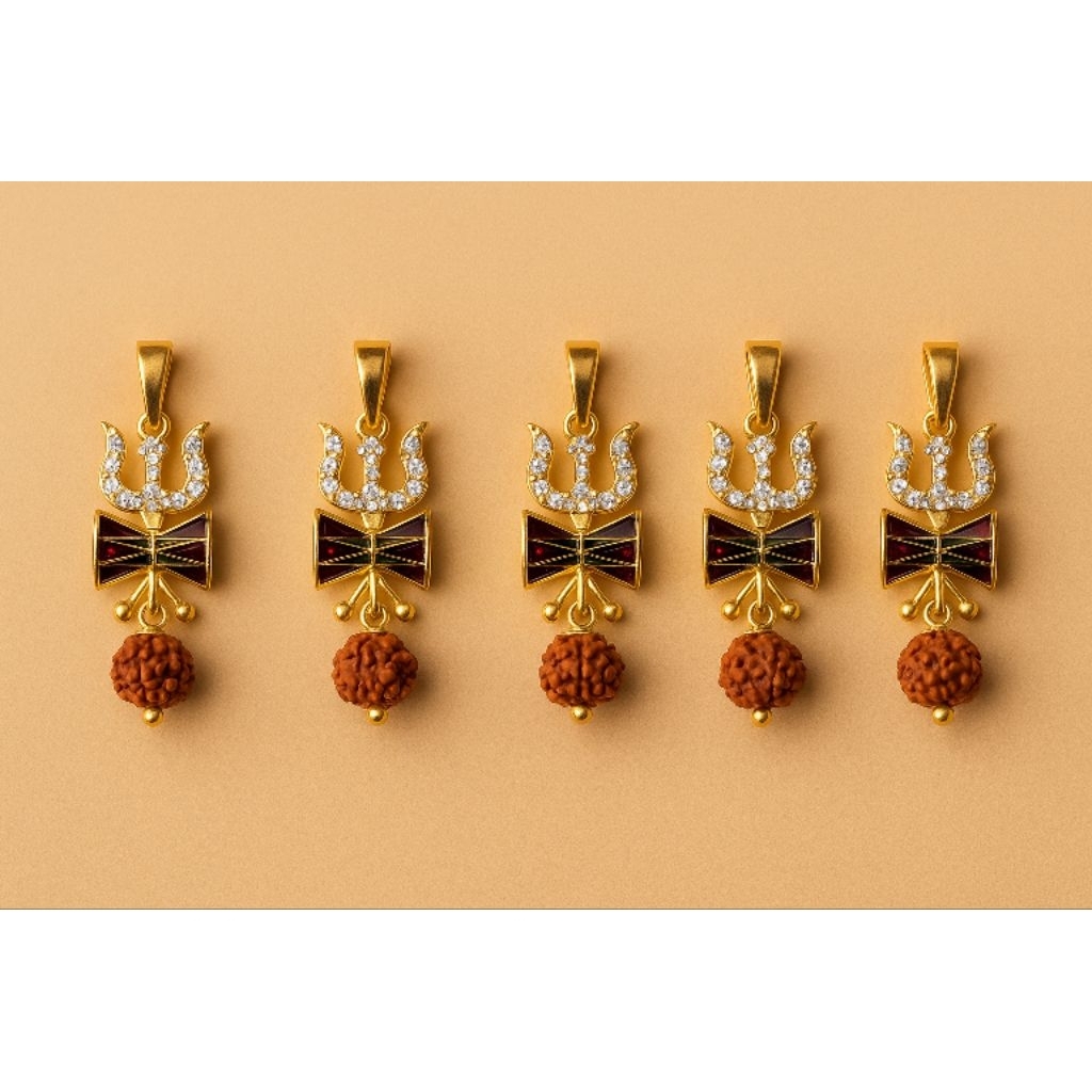 Trisoolam and OM with Stone Lockets (Chain Pendant) | Shopee Malaysia