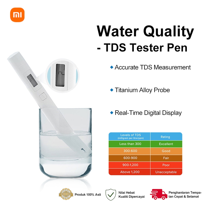 Xiaomi TDS Water Quality Tester Pen 0-4990PPM Real-Time Testing for Tap ...