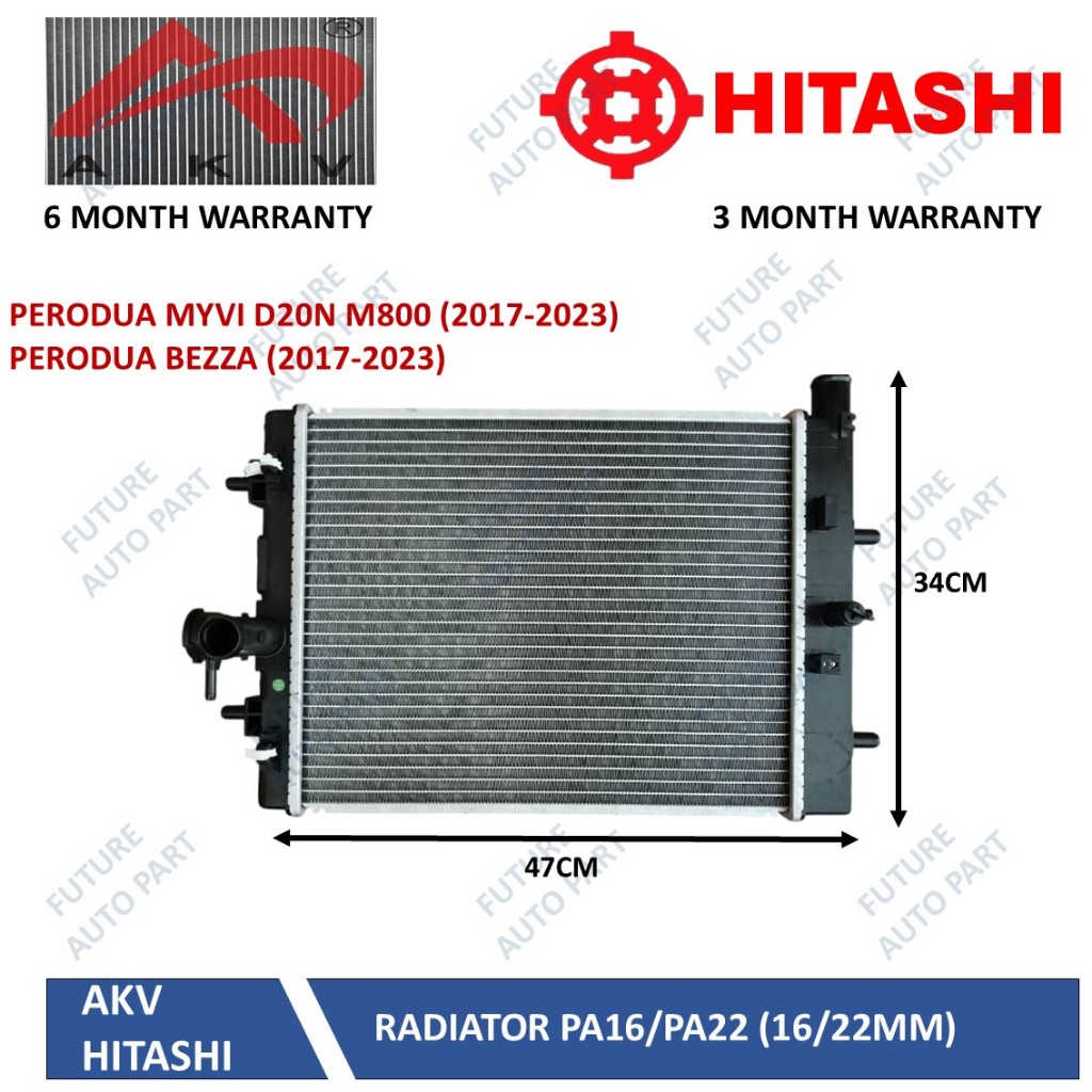 AKV / HITASHI RADIATOR PA16 / PA22 PERODUA MYVI D20N M800 BEZZA 1.3 ...