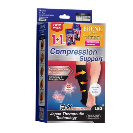 EBENE BIO-RAY COMPRESSION SOCKS FOR LEG TWINPACK (S-M) / (L-XL) (2 ...