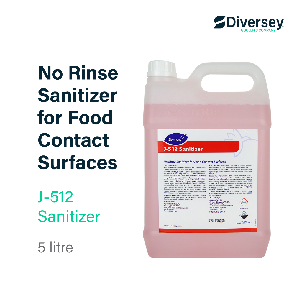 DIVERSEY NO RINSE J512-Sanitizer disinfectant for Food Contact Surfaces ...