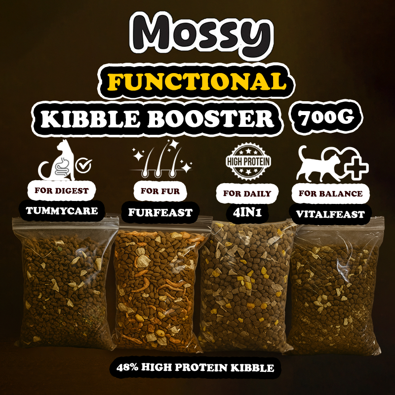 Curated visual reference: Gallery Detail: Mossy Kibble Booster 700G High Protein Fur Care Cantikan Bulu