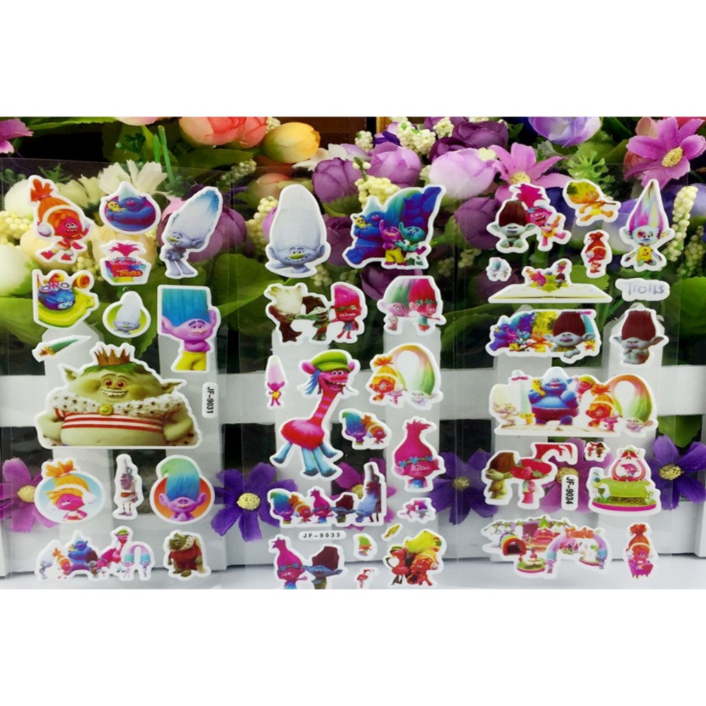 Trolls Puffy Sticker | 3D Cartoon Stickers | Disney Trolls Stickers ...