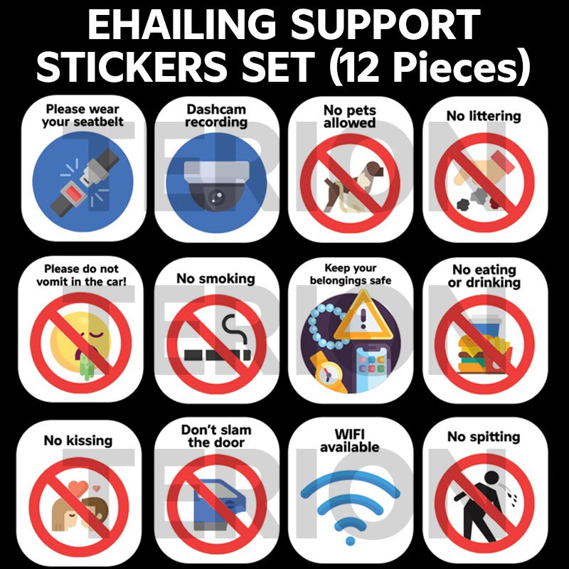 Ehailing Support Adhesive Sticker Set (1 Set 12 Icons) | Sticker ...
