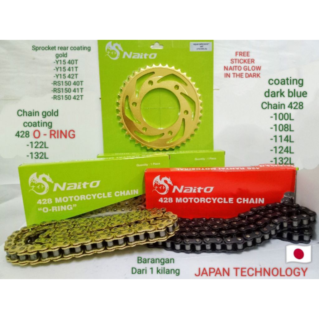 NAITO MOTORCYCLE STANDARD RANTAI 428 Coating Dark Blue AND NAITO O-RING ...