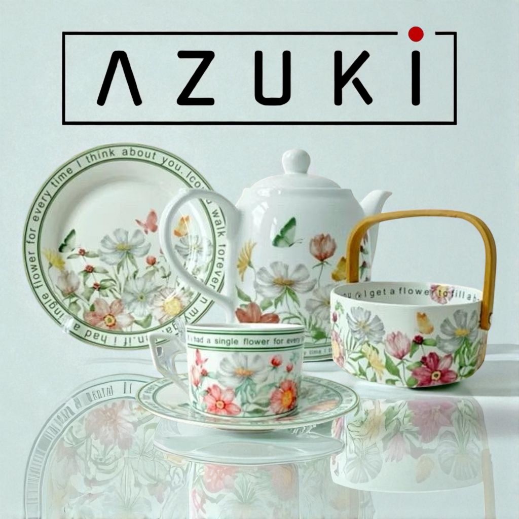 AZUKI French Classic Ceramic Tea Pot Tea Cup Porcelain Teaset European ...