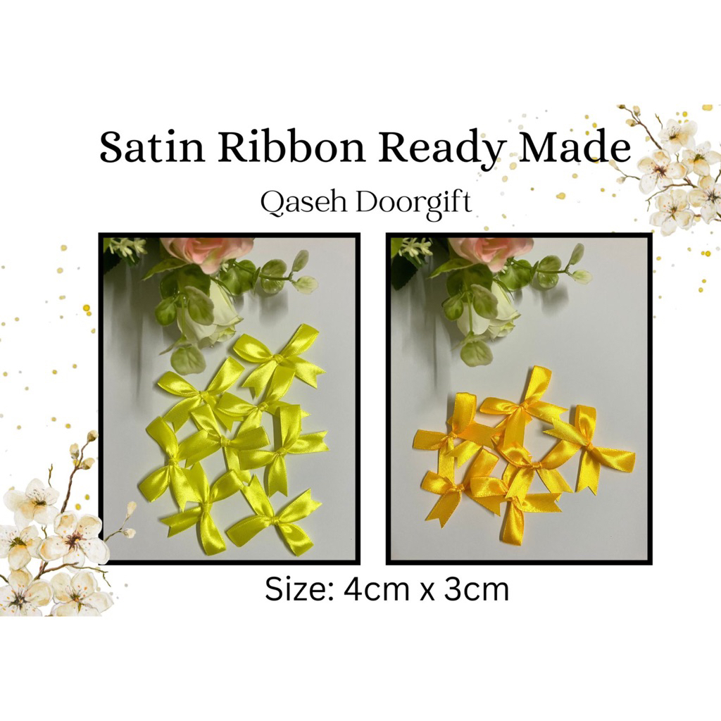 Satin Ribbon Ready Made - Yellow (50pcs) | Shopee Malaysia