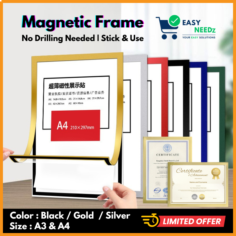 A3 & A4 Magnetic Clear Display Frame (Frame Magnetik) 📄 Self Adhesive ...