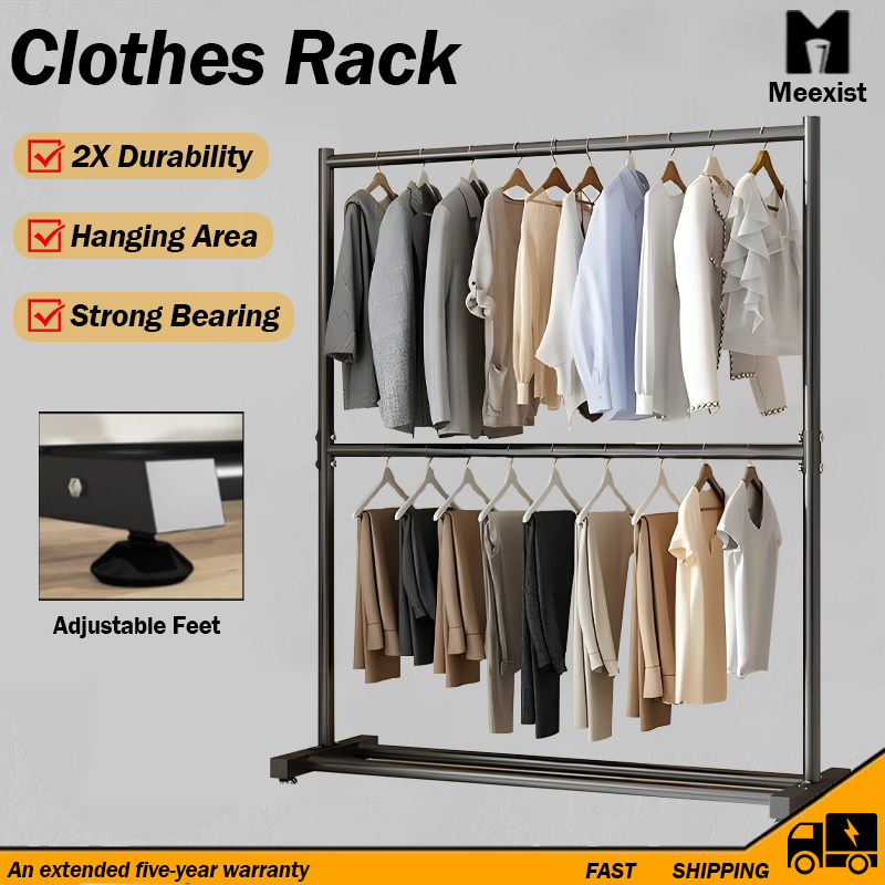 Clothes Rack 2 Layer Steel Structure Hanging Organizer Rack/rak baju ...