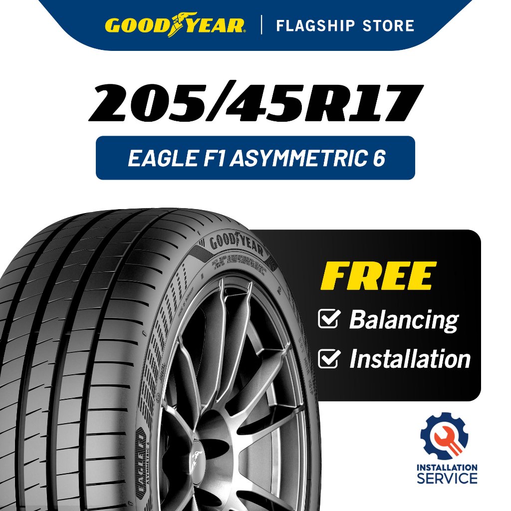 Goodyear 205/45R17 Eagle F1 Asymmetric 6 [Free Installation] | Shopee ...