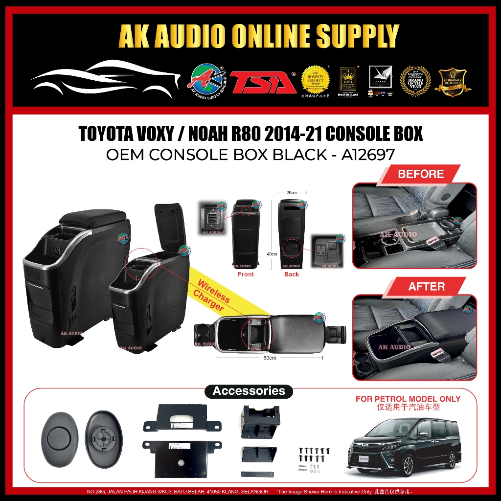 Toyota Voxy /Noah R80 2014-2021 Oem Console Box (Black)-A12697(PETROL ...