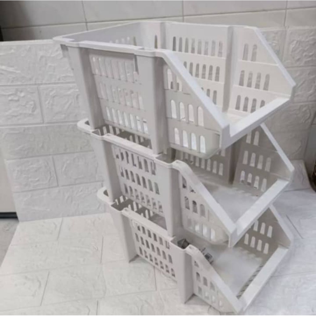 3 LAYERS/6 LAYERS WHITE STACKABLE OPEN PULL BASKET MULTI LAYER ...