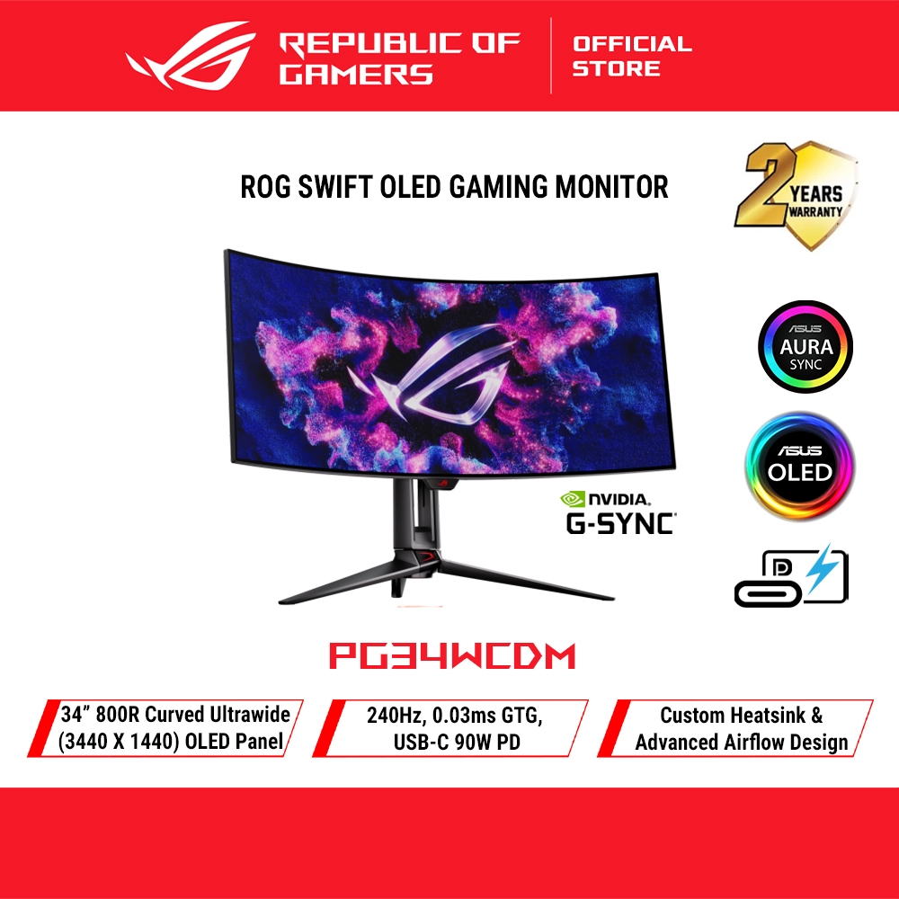 ASUS ROG Swift OLED PG34WCDM gaming monitor ― 34