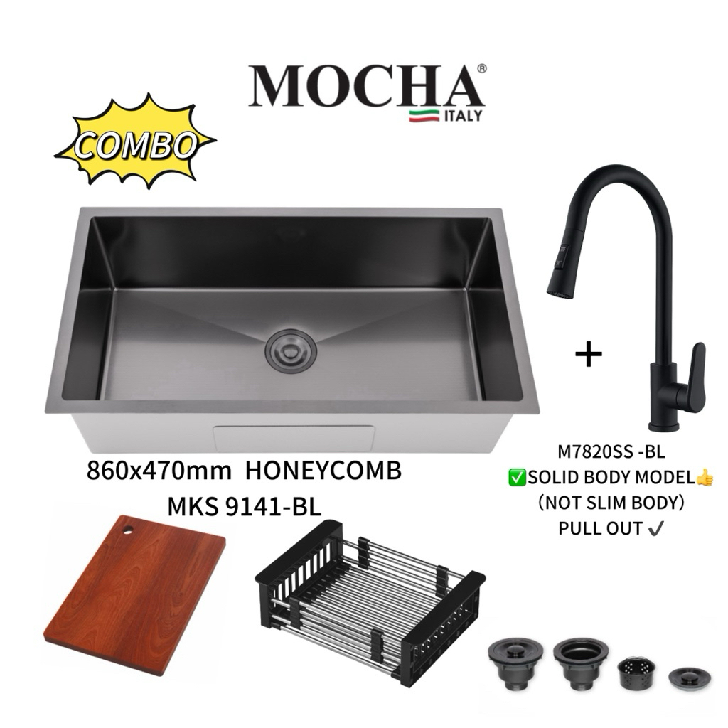 NEW💥MOCHA HONEYCOMB STAINLESS STEEL 304 KITCHEN SINK（BLACK） 800 ...