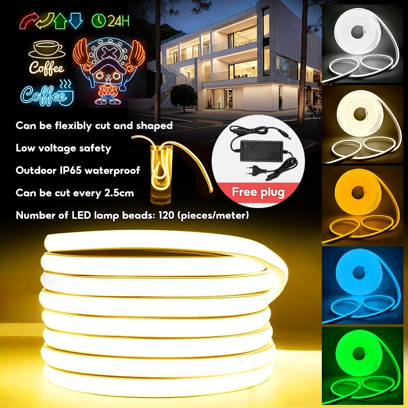 5M 12V Neon LED Strip | Waterproof | 2.5CM Cuttable | Signboard Plug ...