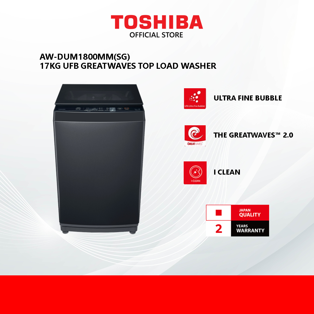 Toshiba AW-DUM1800MM(SG) 17.0 KG UFB GREATWAVES Top Load Washing Machine/Mesin Basuh / 洗衣机