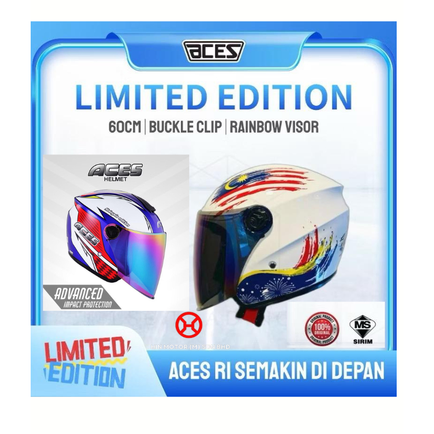 (Malaysia Edition) Merdeka ACES R1 Topi Keledar/ Open Face Helmet ...