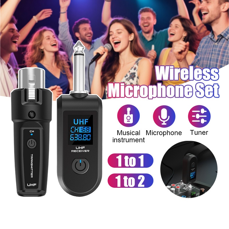 Wireless MicrophoneK Set 1 2.4Ghz System XLR Transmitter and Receiver ...