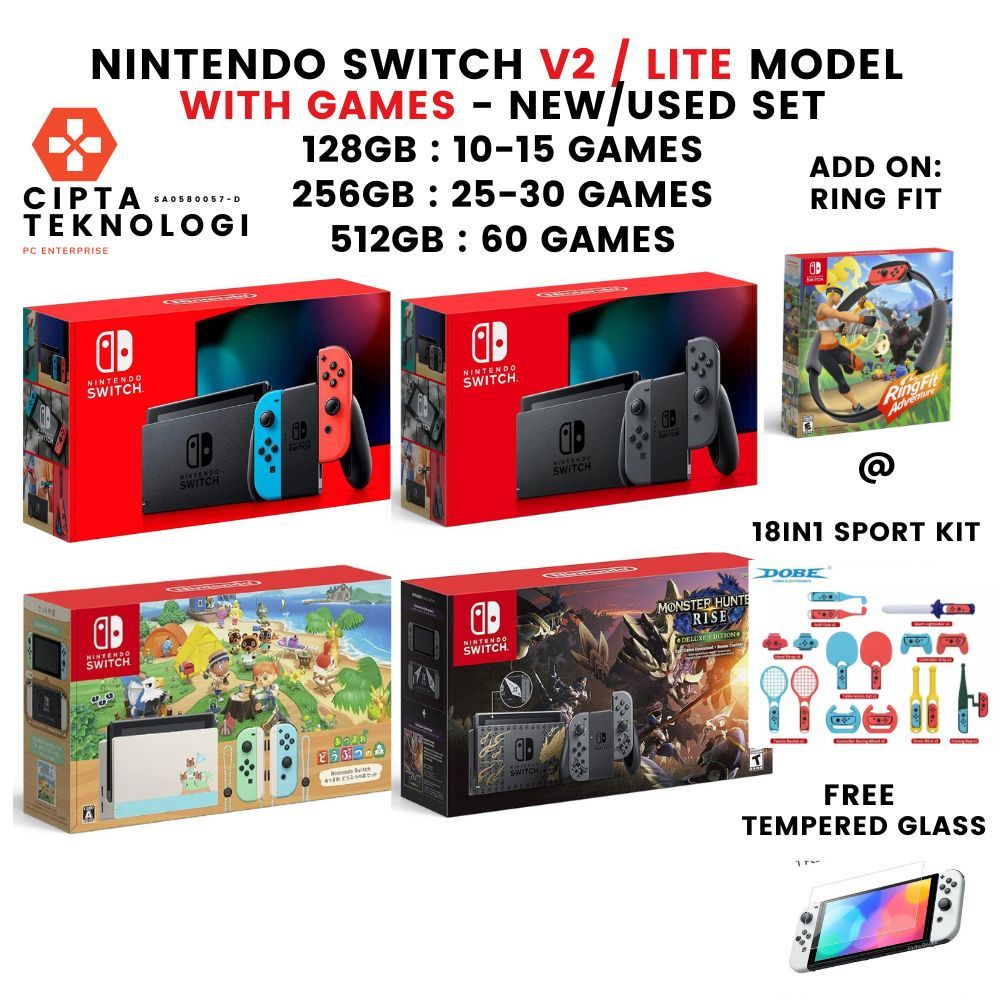 Nintendo Switch V2 / Lite Full Set, Triple Mode Free Games and Free SD ...