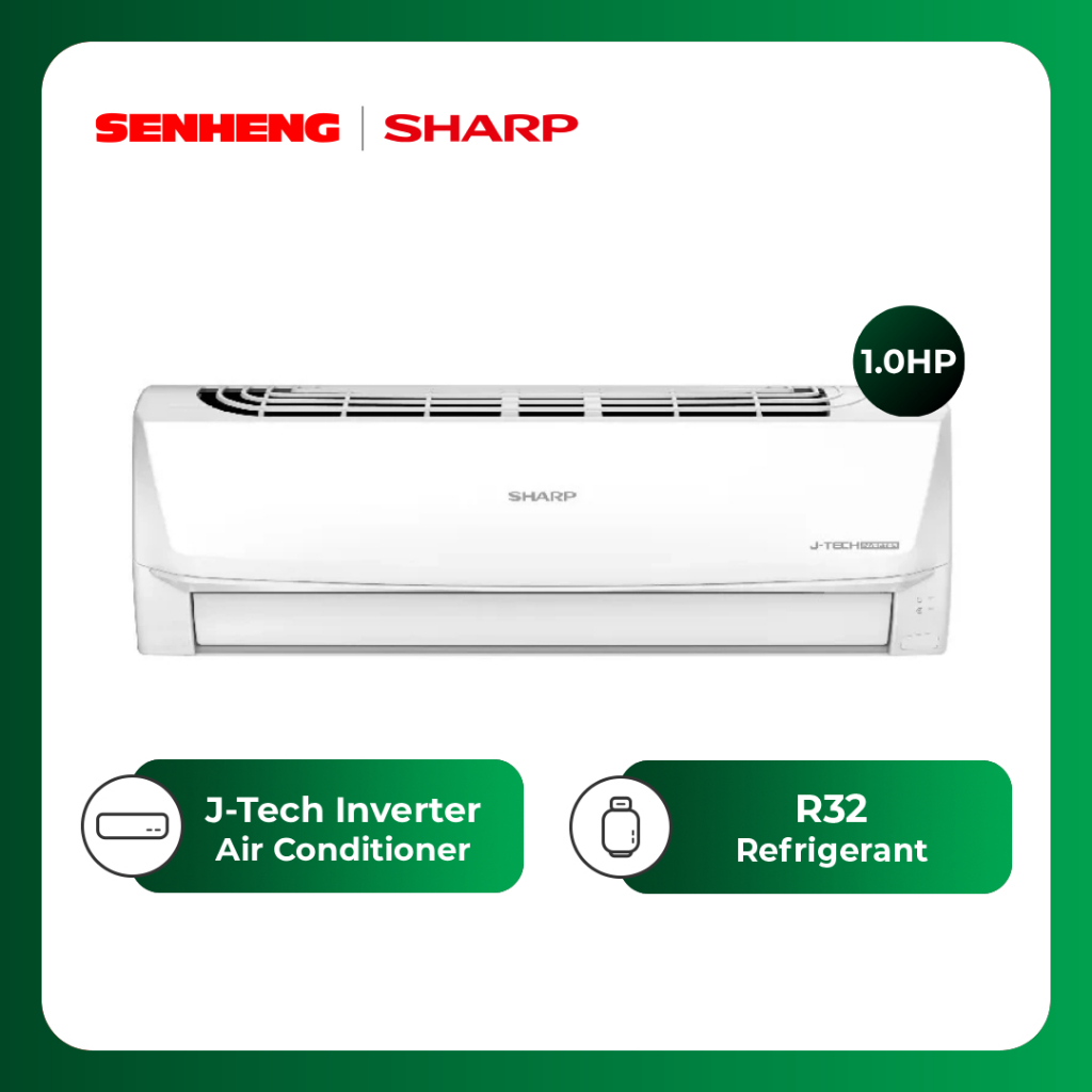 Sharp 1.0HP R32 Inverter J-Tech Inverter Air conditioner AHX9AED ...
