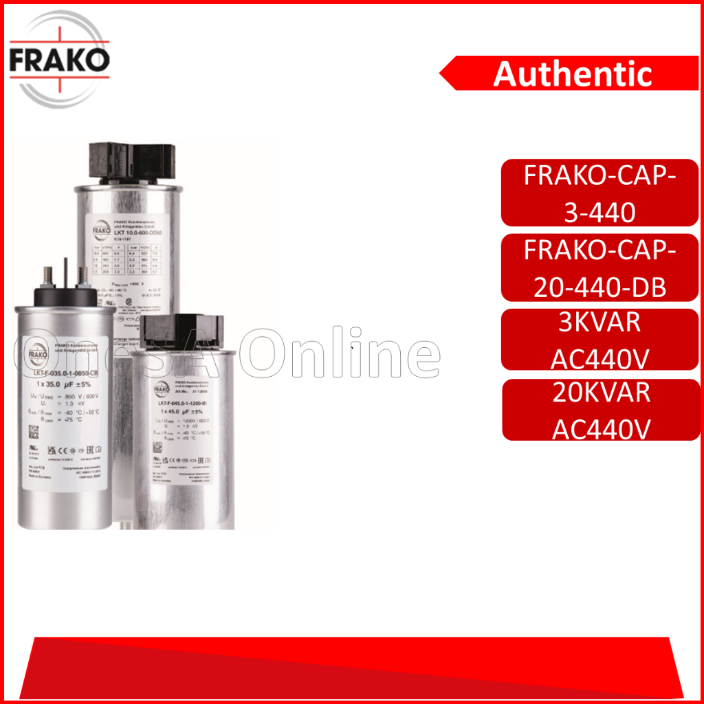 FRAKO CAPACITOR BANK 3KVAR,20KVAR AC440V(CAP-3-440,CAP-20-440-DB ...