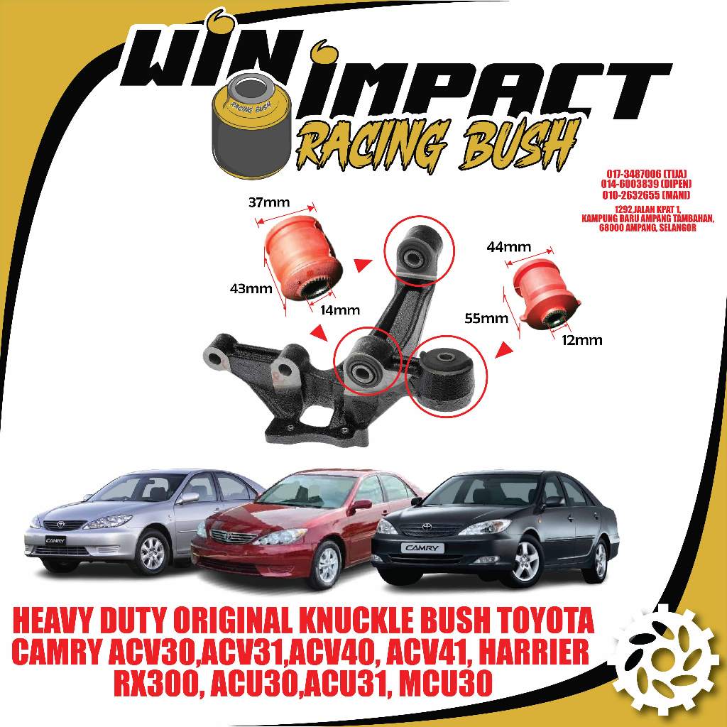 HEAVY DUTY ORIGINAL KNUCKLE BUSH TOYOTA CAMRY ACV30,ACV31,ACV40, ACV41 ...