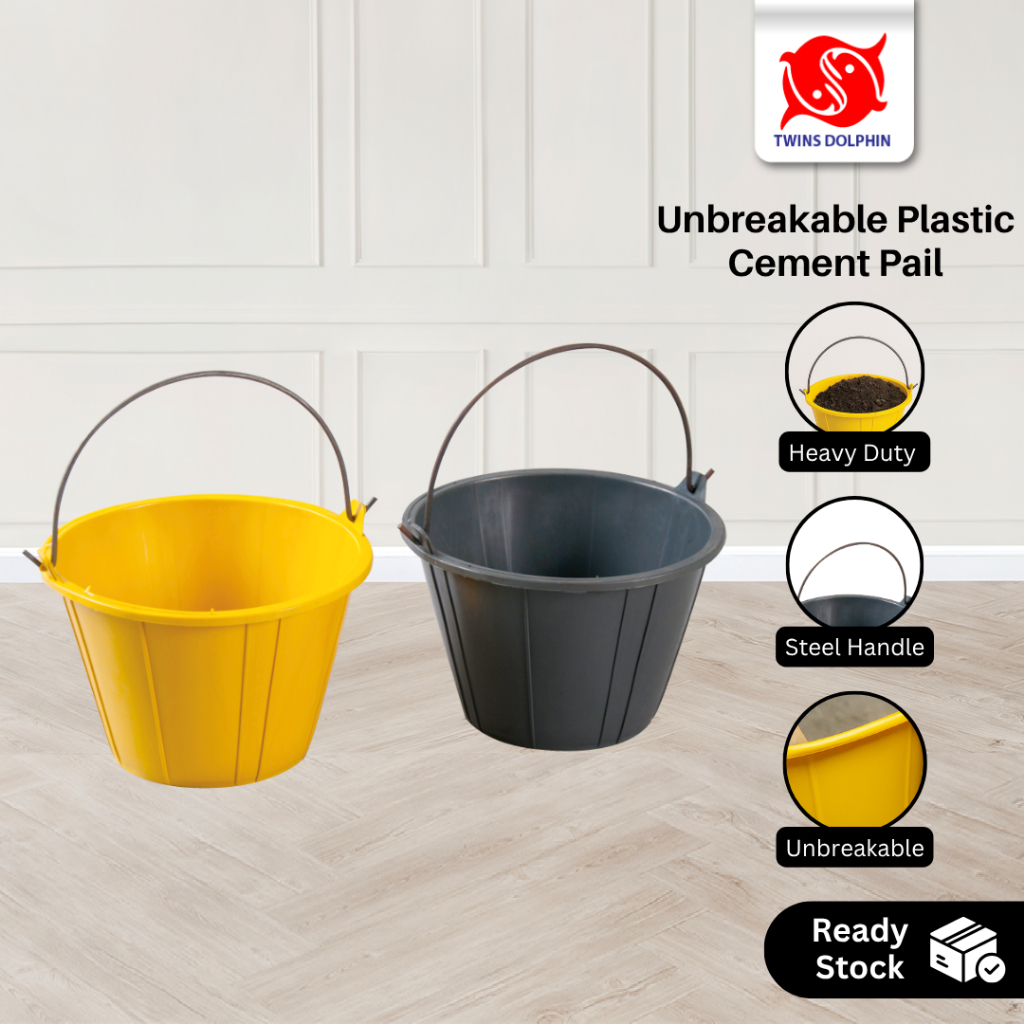 Twins Dolphin Unbreakable Plastic Cement Pail /Heavy Duty Cement Pail ...