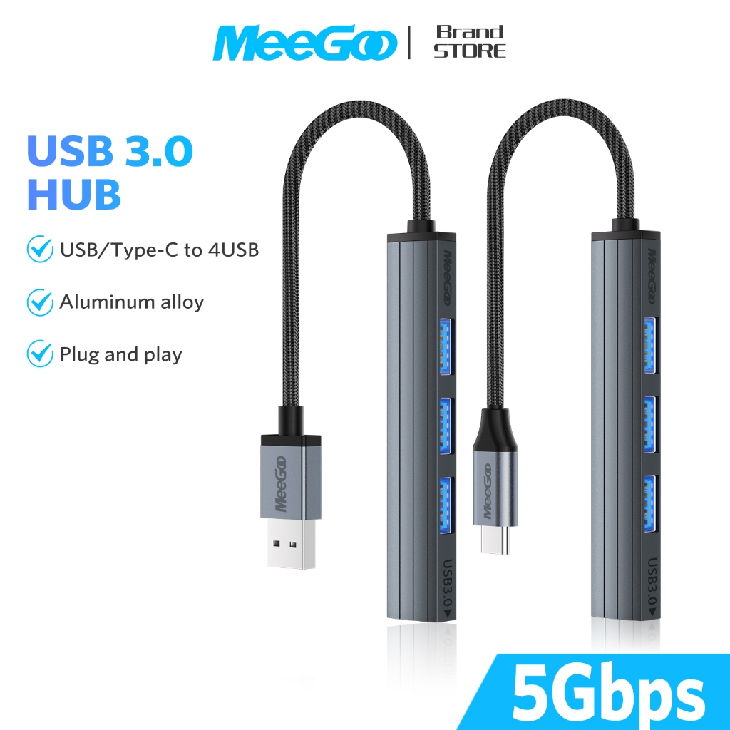MeeGoo USB 3.0 Hub 4 Ports USB Type-C Splitter Ultra-Slim USB Expander ...