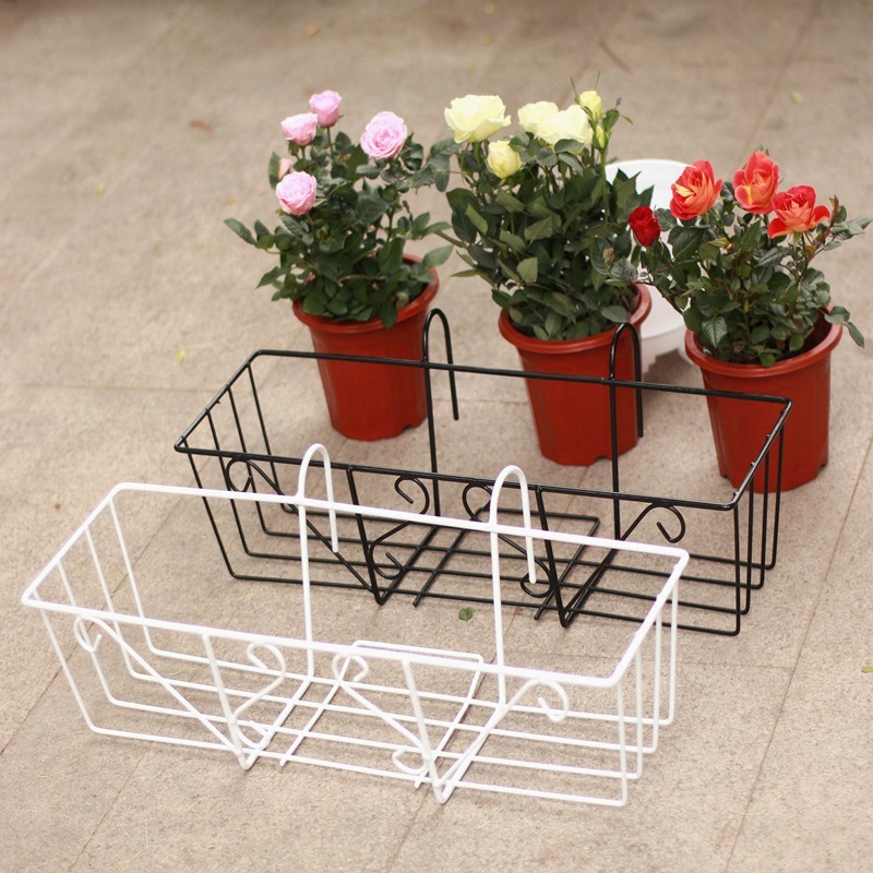 Balcony Flower Pot Wall Mounted Flower Rack Iron Anti Rust Rectangular ...