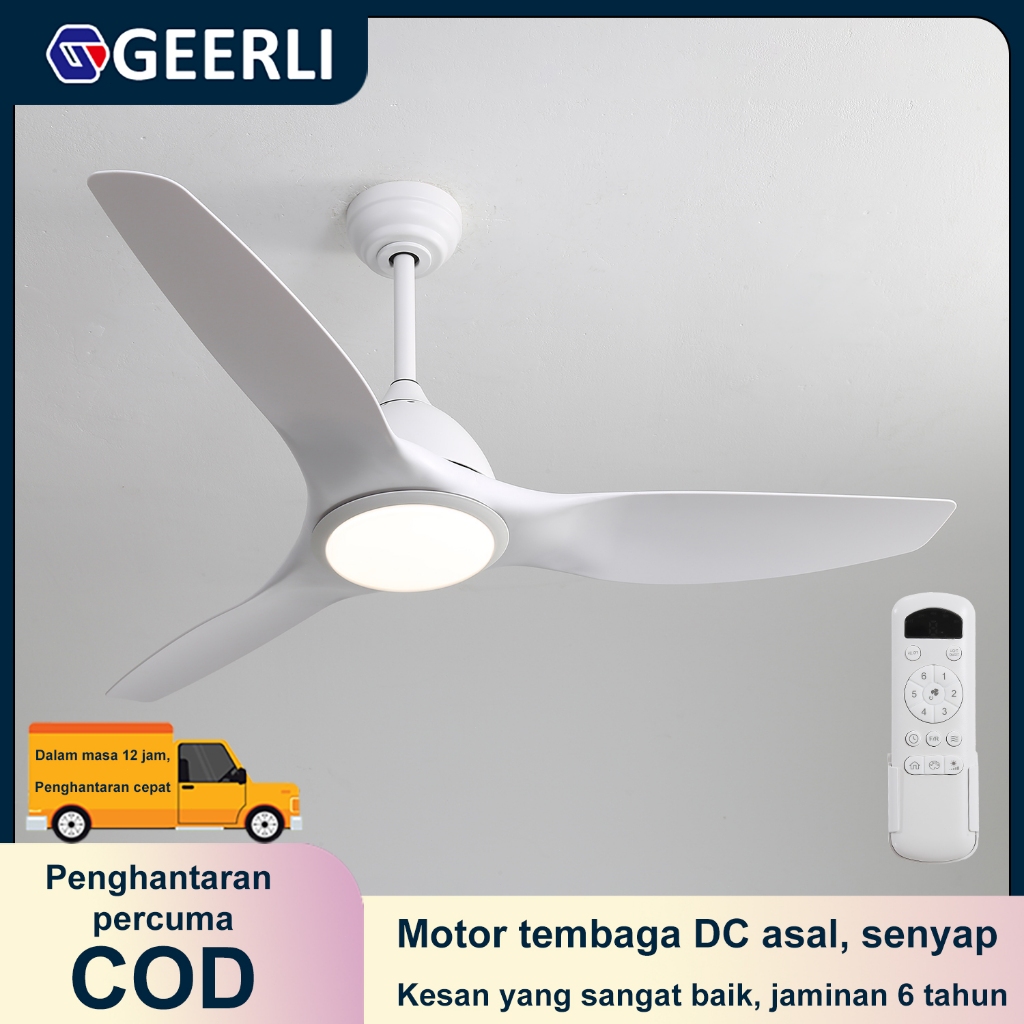 Kipas siling 52 inci dengan lampu kipas LED dan motor DC senyap untuk ...